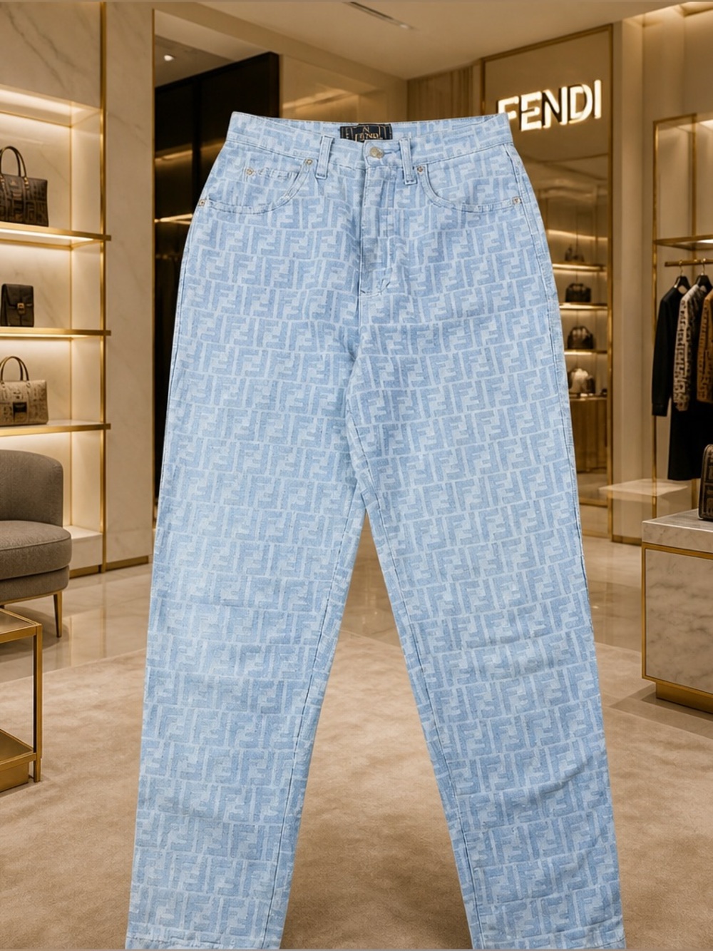 Fendi Vintage 90s MONOGRAM ZUCCA Lightweight
Denim Jeans Size W28 - Picture 5 of 13